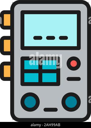 Power machine supply, tattoo studio equipment flat color line icon. Stock Vector
