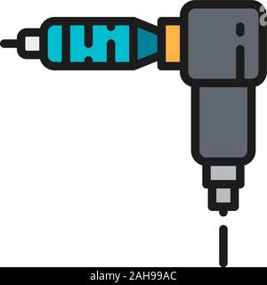 Vector rotary tattoo machine, equipment flat color line icon. Stock Vector