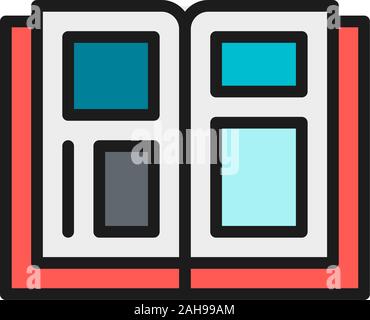 Tattoo design catalog flat color line icon. Isolated on white background Stock Vector