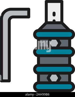 Steel grip for tattoo machine, holder flat color line icon. Stock Vector
