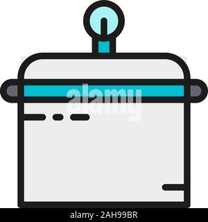 Container for tools disinfection, sterilization box flat color line icon. Stock Vector