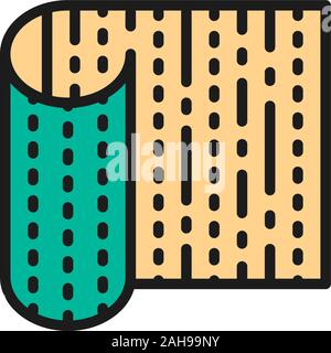 Bamboo sushi mat flat color line icon. Isolated on white background Stock Vector