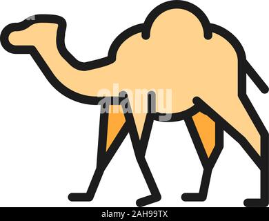 Vector camel, caravan, desert animal flat color line icon. Stock Vector