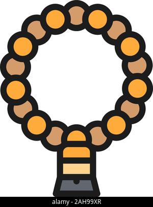 Natural muslim rosary flat color line icon. Isolated on white background Stock Vector
