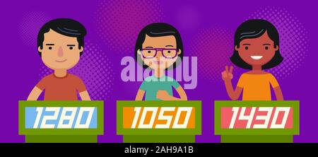 TV quiz show. People, players answer questions. Cartoon vector ...