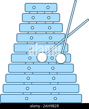 Xylophone Icon. Thin Line With Blue Fill Design. Vector Illustration. Stock Vector
