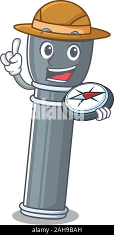 Flashlight Scroll A stylized Explorer with a compass Stock Vector