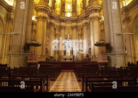 Main Chapel at the Cathedral of Our Lady of Incarnation / 'the Cathedral' in the city centre Malaga Costa del Sol Andalucia Spain Stock Photo