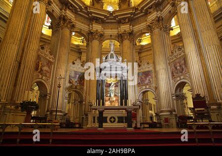 Main Chapel at the Cathedral of Our Lady of Incarnation / 'the Cathedral' in the city centre Malaga Costa del Sol Andalucia Spain Stock Photo