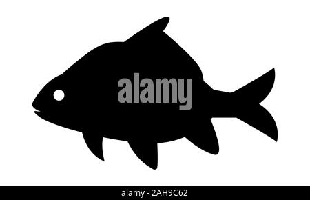 Carp Fish icon vector, flat symbol fish silhouette black on white background, simple design. Stock Vector