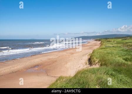 Long sandy beach, Inverness Beach, Cape Breton Island, Nova Scotia, Canada Stock Photo