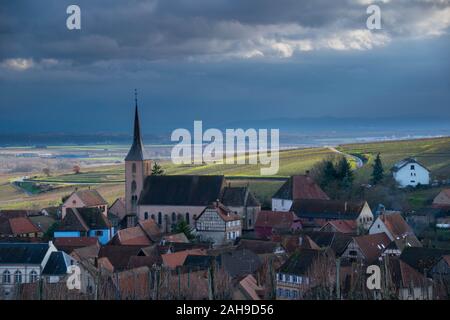 view to the village of Blienschwiller in falsace in france Stock Photo