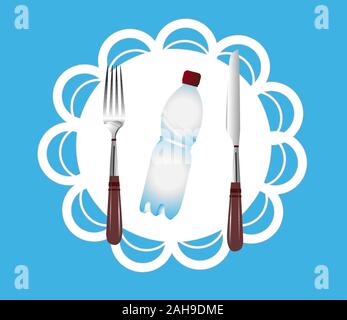 Microplastic. Decomposition of plastic in nature. We eat waste. Environmental protection concept. The problem of ecology. Vector illustration isolated Stock Vector