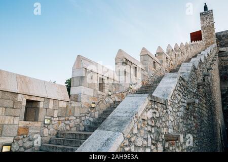 Buda castle stone wall stairs in Budapest, Hungary Stock Photo