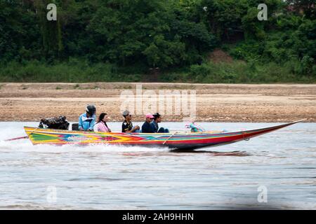 Speed boat on Mekong River, between Huay Xai and Pak Beng, Laos 