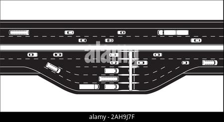 Toll station on highway from above – vector illustration Stock Vector
