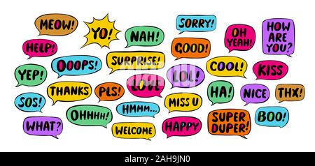 Set of comic speech bubbles. Chat, message concept. Vector illustration Stock Vector