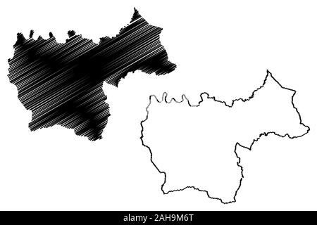 Cayey municipality (Commonwealth of Puerto Rico, Porto Rico, PR, Unincorporated territories of the United States) map vector illustration, scribble sk Stock Vector