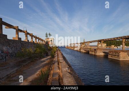 HARA, ESTONIA - MAY, 10, 2018: Abandoned Soviet submarine repair base at Hara, North Coast of Estonia, the Baltic Sea Stock Photo