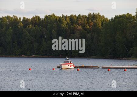 HARA, ESTONIA - MAY, 10, 2018: Abandoned Soviet submarine repair base at Hara, North Coast of Estonia, the Baltic Sea Stock Photo