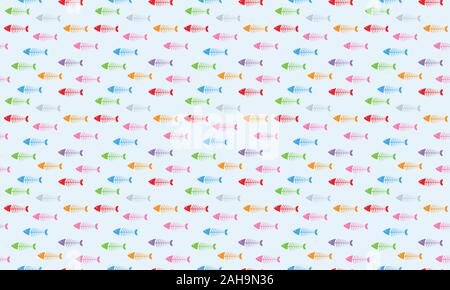 Fish pattern seamless colorful vector skeleton. Fish pattern background seamless for wallpaper, royalty free. Stock Vector