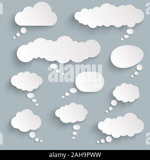 illustration of thought bubbles with shadow looking like stickers Stock Vector