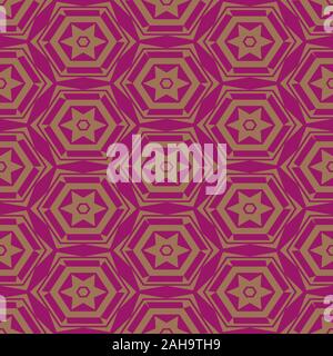 seamless vector pattern with stars and hexagons on a pink background Stock Vector