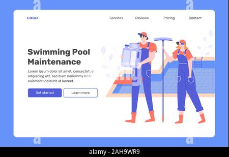 Swimming pool maintenance.  Stock Vector