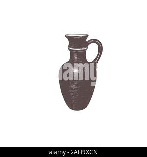 Clay jug hand drawing. Sketch jug Stock Vector