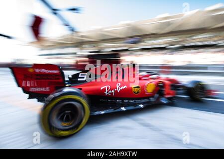 UAE/Abu Dhabi - 30/11/2019 - #5 Sebastian VETTEL (GER, Team Scuderia Ferrari, SF90) exiting the pits during FP3 ahead of Qualifying for the Abu Dhabi Stock Photo