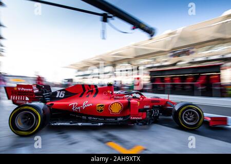 UAE/Abu Dhabi - 30/11/2019 - #16 Charles LECLERC (MCO, Team Scuderia Ferrari, SF90) exiting the pits during FP3 ahead of Qualifying for the Abu Dhabi Stock Photo