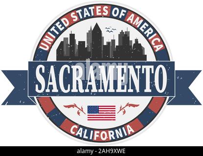 Grunge rubber stamp with name of California, Sacramento, vector illustration Stock Vector