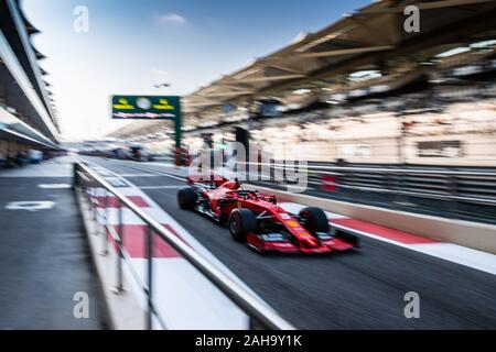 UAE/Abu Dhabi - 30/11/2019 - #5 Sebastian VETTEL (GER, Team Scuderia Ferrari, SF90) exiting the pits during FP3 ahead of Qualifying for the Abu Dhabi Stock Photo