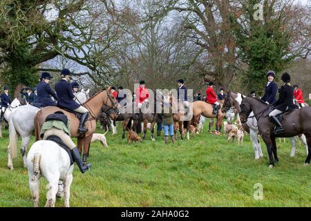 The traditional Avon Vale hunt held annually on Boxing Day from Lacock village, Wiltshire, UK Stock Photo