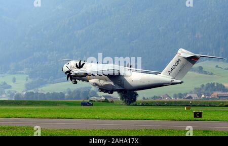 Zeltweg, Styria, Austria - September 02, 2016:  Military transporter Airbus A400 by public airshow named airpower 16 Stock Photo