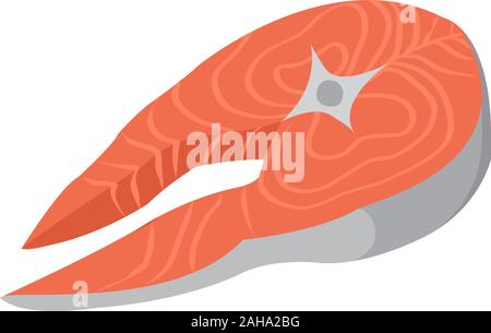Slice of a salmon fish raw prepared for cooking vector illustration on a white background Stock Vector