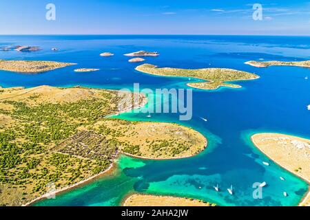 Kornati. Amazing island archipelago landscape of Kornati national park aerial view, Dalmatia region of Croatia Stock Photo