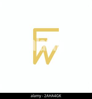 Initial letter fw or wf logo design template Stock Vector