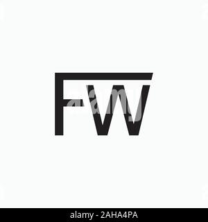Initial letter fw or wf logo design template Stock Vector