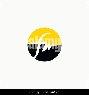 Initial letter fw or wf logo design template Stock Vector