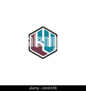 Initial letter fw or wf logo design template Stock Vector