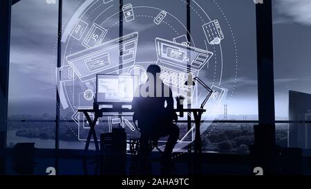 Web programmer and infographics in augmented reality Stock Photo - Alamy