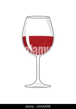 glass glass of red wine. Flat style isolated on white background for icons and emblems, design and decoration Stock Vector