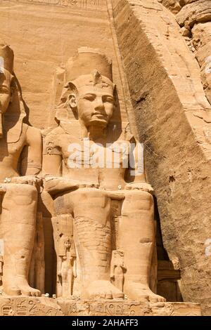 Höhepunkt einer Ägyptenreise. Der Felstempel in Abu Simbel. Pharao Ramses II., Stock Photo