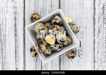 Portion of Quail Eggs as detailed close-up shot; selective focus Stock Photo