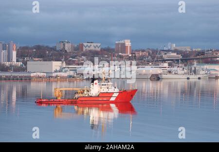 Halifax, Canada - May 09, 2014: CCGS Earl Grey in Halifax Harbour. The Earl Grey is a Canadian Coast Guard light icebreaker and buoy tender ship. Stock Photo