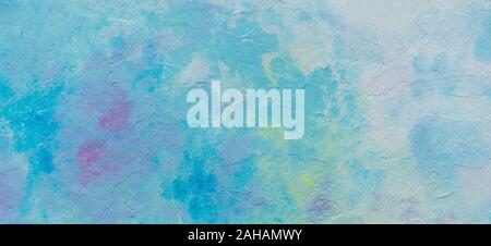 Abstract blue pink yellow and white painted wall texture background outdoors Stock Photo