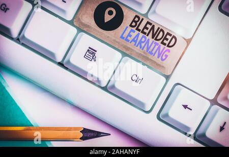 Text sign showing Blended Learning. Business photo showcasing combines traditional classroom lessons with online teaching Stock Photo