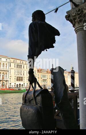Venice, Italy: The tree-meter sculpture Bleu de Chine, made by Bruno Catalano in July 2018. Exhibited in Venice from May until Nov. 2019. Europe. Stock Photo