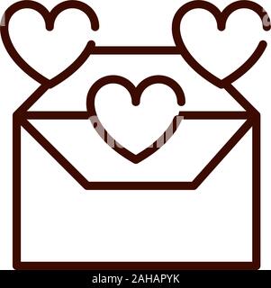 email envelope love heart romantic passion feeling related icon vector illustration thick line Stock Vector